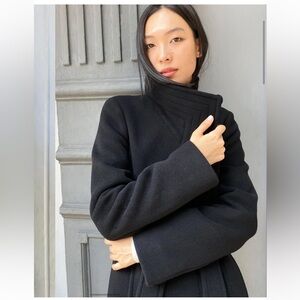 Babaton Wool and Cashmere Black Pea Coat